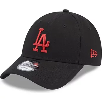 Casquette courbée noire ajustable avec logo rouge 9FORTY League Essential Los Angeles Dodgers MLB New Era