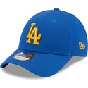 casquette-courbee-bleue-ajustable-avec-logo-jaune-9forty-league-essential-los-angeles-dodgers-mlb-new-era