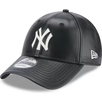 Casquette courbée noire ajustable 9FORTY Leather New York Yankees MLB New Era