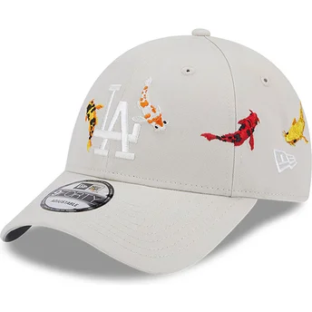 Casquette courbée beige ajustable 9FORTY Koi Fish Los Angeles Dodgers MLB New Era
