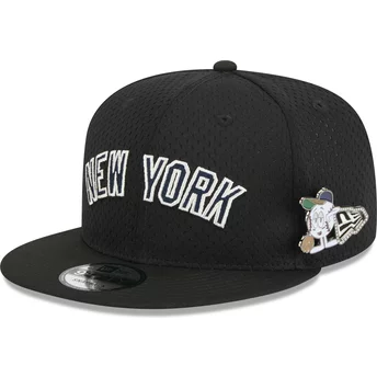 Casquette plate noire snapback 9FIFTY Post-Up Pin New York Yankees MLB New Era