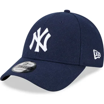 Casquette courbée bleue marine ajustable 9FORTY Essential Melton Wool New York Yankees MLB New Era