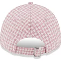 casquette-courbee-rose-et-blanche-ajustable-pour-femme-9forty-houndstooth-los-angeles-dodgers-mlb-new-era