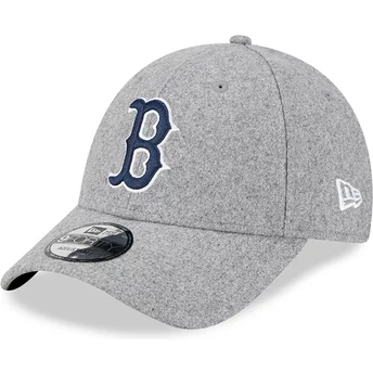 Casquette courbée grise ajustable avec logo bleu 9FORTY Essential Melton Wool Boston Red Sox MLB New Era