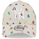 casquette-courbee-beige-ajustable-pour-enfant-9forty-festive-new-york-yankees-mlb-new-era