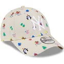 casquette-courbee-beige-ajustable-pour-enfant-9forty-festive-new-york-yankees-mlb-new-era