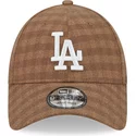 casquette-courbee-marron-ajustable-9forty-flannel-los-angeles-dodgers-mlb-new-era