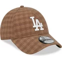 casquette-courbee-marron-ajustable-9forty-flannel-los-angeles-dodgers-mlb-new-era