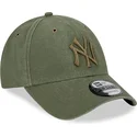 casquette-courbee-verte-ajustable-avec-logo-vert-9forty-washed-canvas-new-york-yankees-mlb-new-era