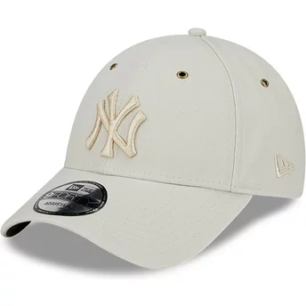 Casquette courbée beige ajustable avec logo beige 9FORTY Washed Canvas New York Yankees MLB New Era