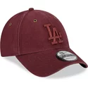 casquette-courbee-grenat-ajustable-avec-logo-grenat-9forty-washed-canvas-los-angeles-dodgers-mlb-new-era
