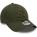 casquette-courbee-verte-ajustee-avec-logo-vert-39thirty-league-essential-new-york-yankees-mlb-new-era