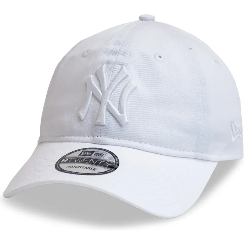 casquette-courbee-blanche-ajustable-avec-logo-blanc-9twenty-league-essential-new-york-yankees-mlb-new-era