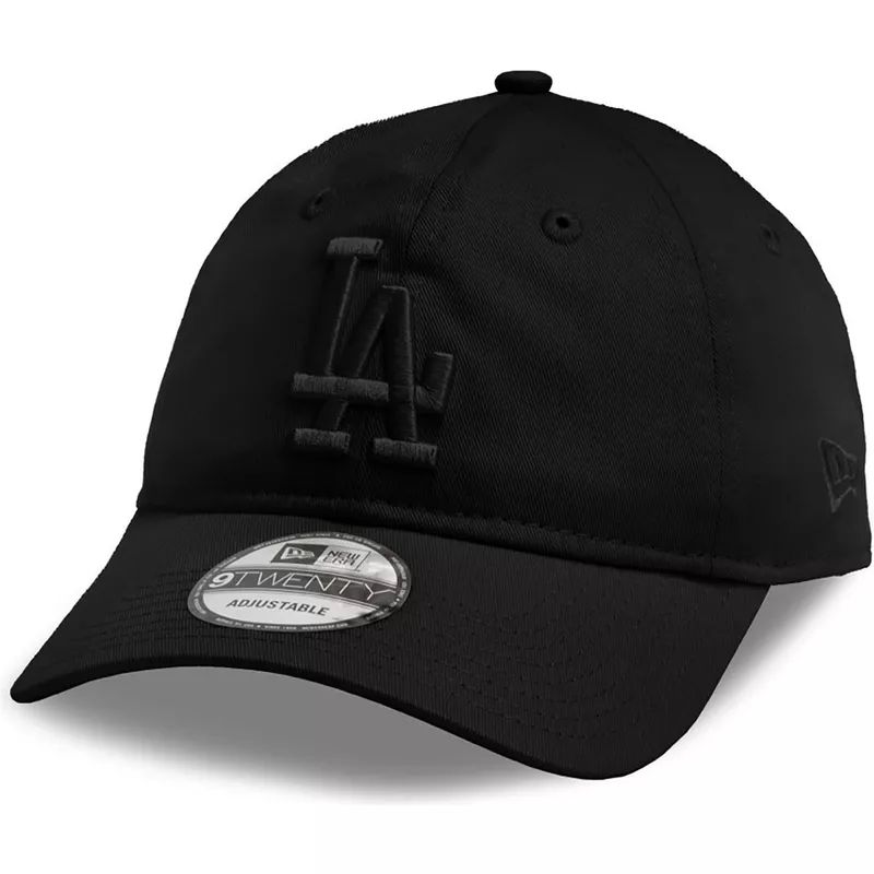 casquette-courbee-noire-ajustable-avec-logo-noir-9twenty-league-essential-los-angeles-dodgers-mlb-new-era