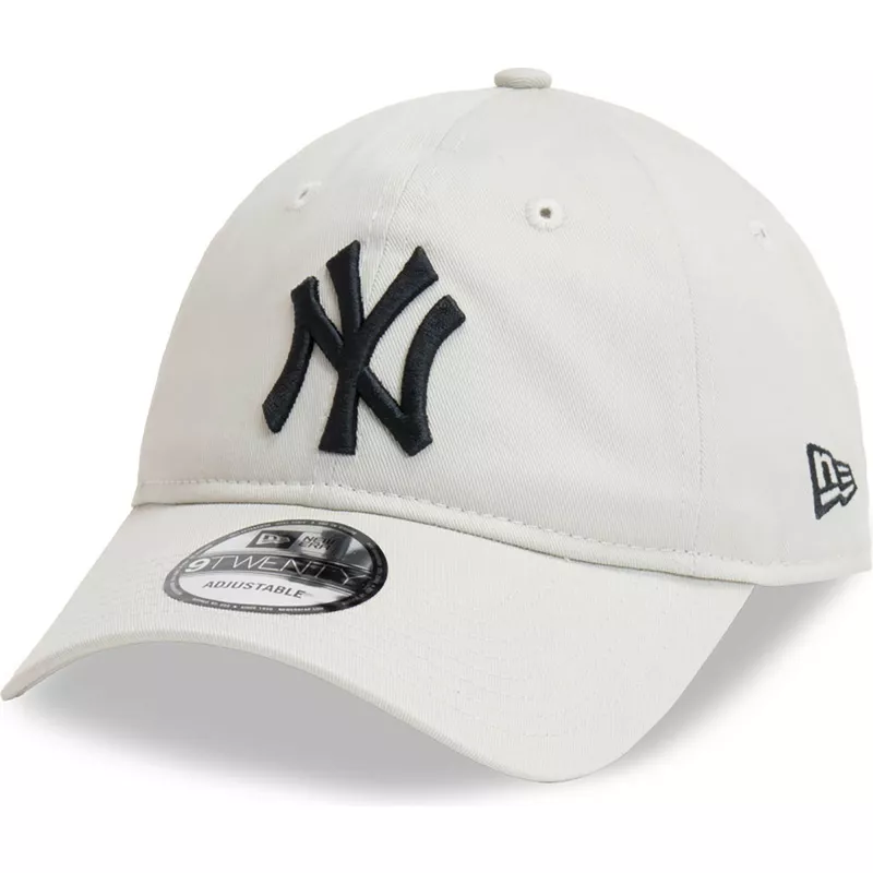 casquette-courbee-beige-ajustable-avec-logo-noir-9twenty-league-essential-new-york-yankees-mlb-new-era