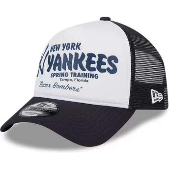 Casquette trucker blanche et bleue marine 9FORTY A Frame Team New York Yankees MLB New Era