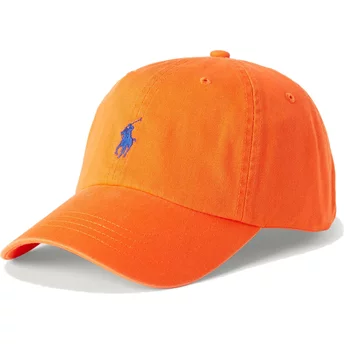 Casquette courbée orange ajustable avec logo bleu Cotton Chino Classic Sport Polo Ralph Lauren