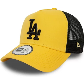 Casquette trucker jaune et noire avec logo noir A Frame League Essential Los Angeles Dodgers MLB New Era