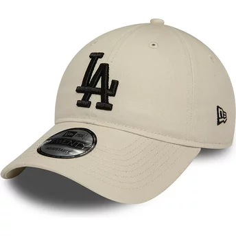 Casquette courbée beige ajustable avec logo noir 9TWENTY League Essential Los Angeles Dodgers MLB New Era