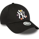 casquette-courbee-noire-ajustable-pour-femme-9forty-flower-new-york-yankees-mlb-new-era