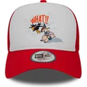 casquette-trucker-blanche-et-rouge-a-frame-character-daffy-duck-et-porky-pig-looney-tunes-new-era