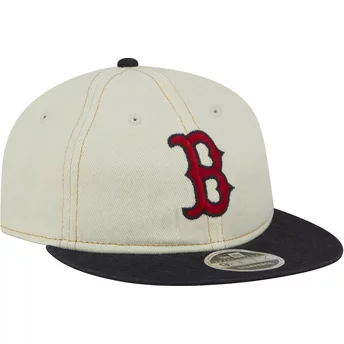 Casquette plate beige et bleue marine 9FIFTY Retro Crown Denim Boston Red Sox MLB New Era