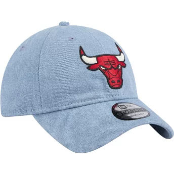 Casquette courbée bleue ajustable 9TWENTY Washed Denim Chicago Bulls NBA New Era