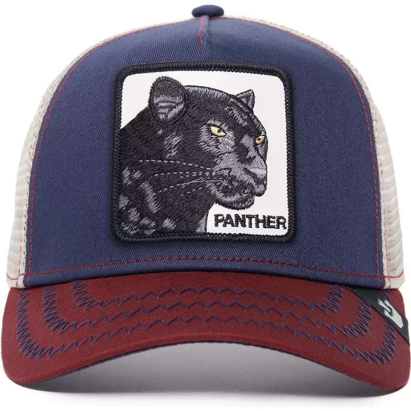 casquette-trucker-bleue-marine-beige-et-rouge-panthere-the-panther-the-farm-goorin-bros