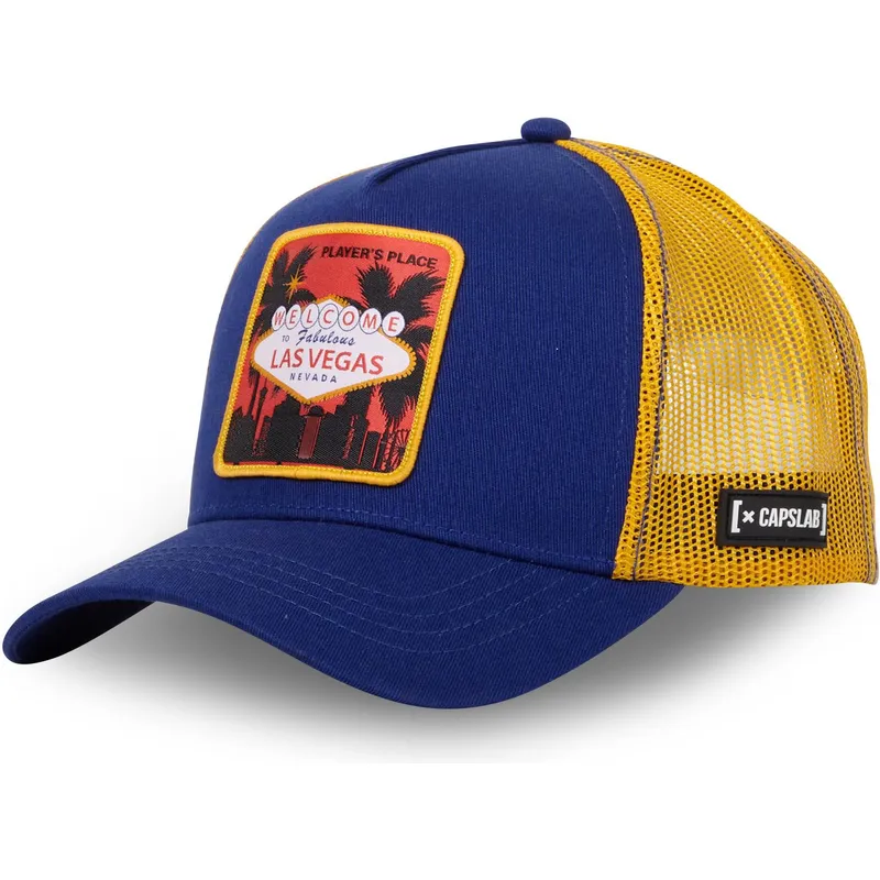 casquette-trucker-bleue-et-jaune-las-vegas-player-s-place-veg-ct-villes-et-plages-lucky-capslab