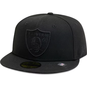 Casquette plate noire ajustée avec logo noir 59FIFTY Essential Las Vegas Raiders NFL New Era