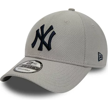 Casquette courbée grise ajustable avec logo bleu marine 9FORTY Diamond Era Essential New York Yankees MLB New Era