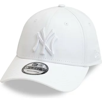 Casquette courbée blanche ajustable avec logo blanc 9FORTY League Essential New York Yankees MLB New Era