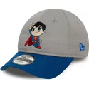 casquette-courbee-grise-et-bleue-ajustable-pour-enfant-superman-dc-comics-hero-new-era