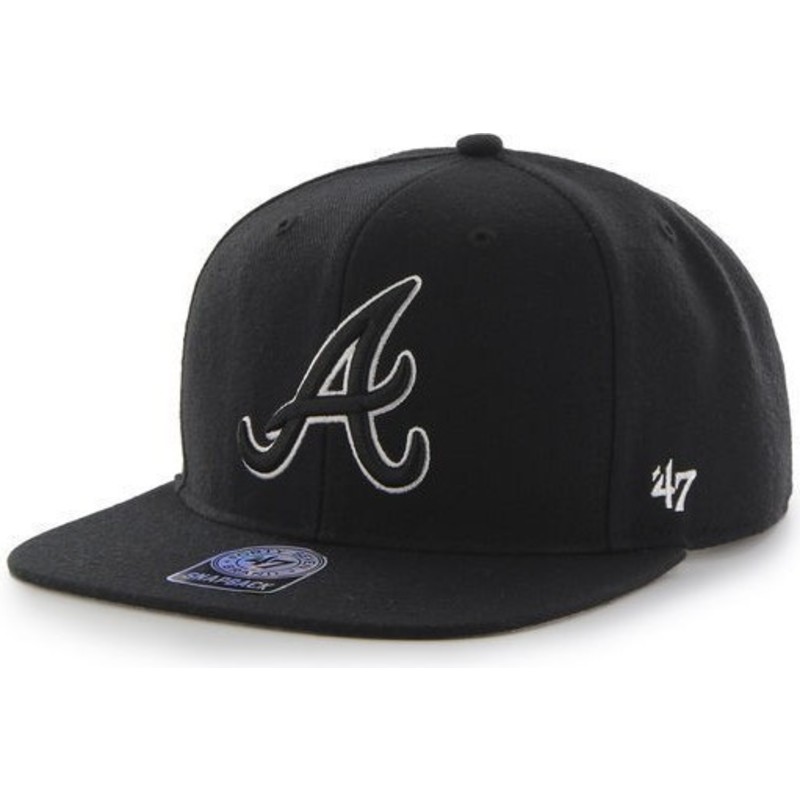 casquette-plate-noire-snapback-atlanta-braves-mlb-sure-shot-47-brand