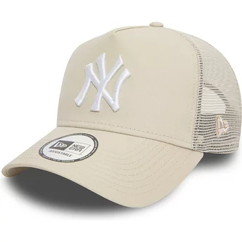 Casquette trucker beige avec logo blanc A Frame League Essential New York Yankees MLB New Era