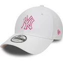 casquette-courbee-blanche-ajustable-avec-logo-rose-9forty-team-outline-new-york-yankees-mlb-new-era