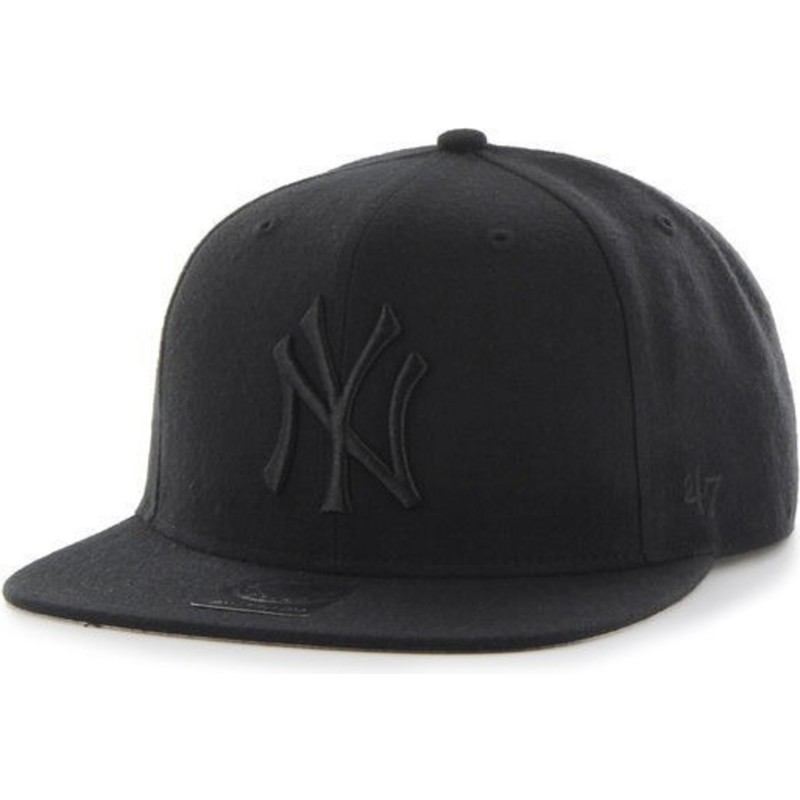 casquette-plate-noire-snapback-avec-logo-noire-new-york-yankees-mlb-sure-shot-47-brand