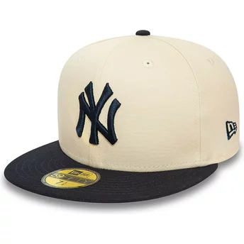 Casquette plate beige et bleue marine ajustée 59FIFTY Team Colour New York Yankees MLB New Era
