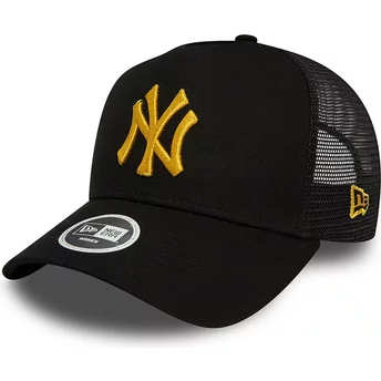 Casquette trucker noire pour femme avec logo jaune A Frame Metallic New York Yankees MLB New Era