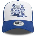 casquette-trucker-blanche-et-bleue-a-frame-graphic-ice-cream-los-angeles-new-era