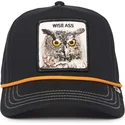casquette-courbee-noire-snapback-hibou-wise-owl-100-the-farm-all-over-canvas-goorin-bros