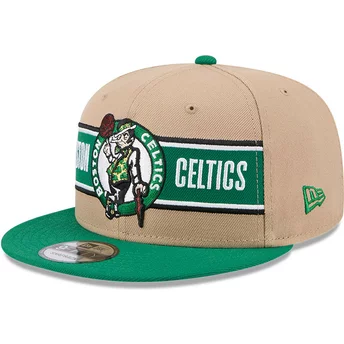 Casquette plate marron et verte snapback 9FIFTY Draft 2024 Boston Celtics NBA New Era