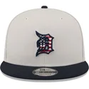 casquette-plate-beige-et-bleue-marine-snapback-9fifty-4th-of-july-detroit-tigers-mlb-new-era