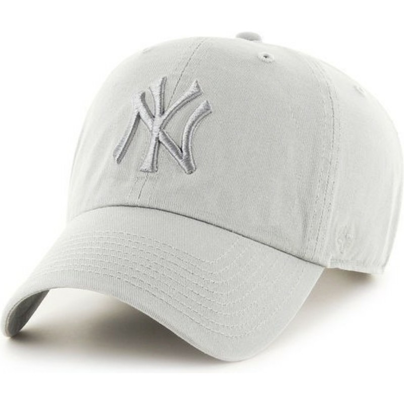 casquette-courbee-gris-clair-avec-logo-gris-new-york-yankees-mlb-clean-up-47-brand