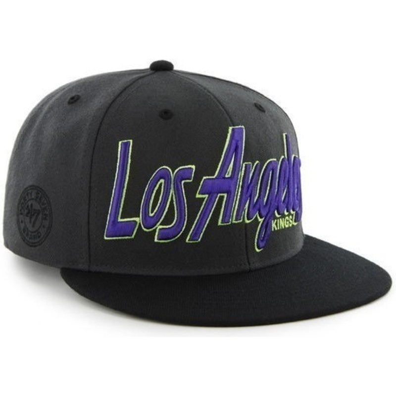 casquette-plate-noire-snapback-avec-lettres-de-los-angeles-kings-nhl-47-brand