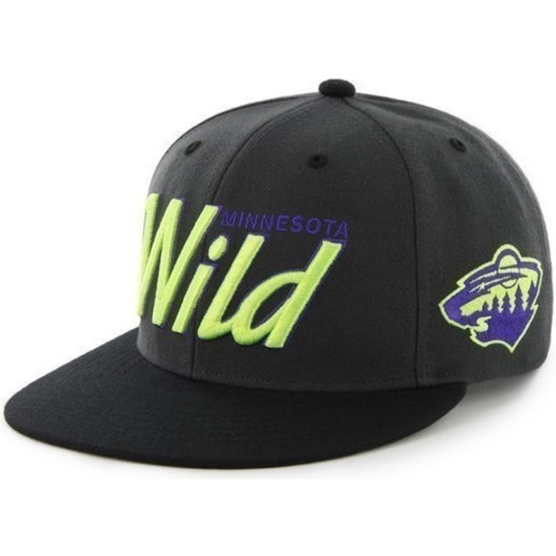casquette-plate-noire-snapback-avec-lettres-de-minnesota-wild-nhl-47-brand