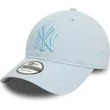 casquette-courbee-bleue-claire-ajustable-avec-logo-bleu-9twenty-league-essential-new-york-yankees-mlb-new-era