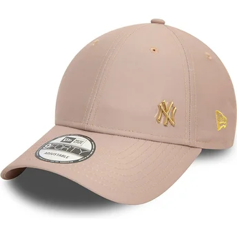 Casquette courbée beige ajustable avec logo doré 9FORTY Flawless New York Yankees MLB New Era