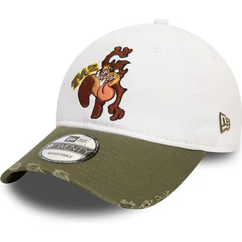 Casquette courbée blanche et verte ajustable 9TWENTY Washed Diable Tasmanie Looney Tunes New Era