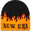 bonnet-noir-et-orange-skull-knit-flame-new-era